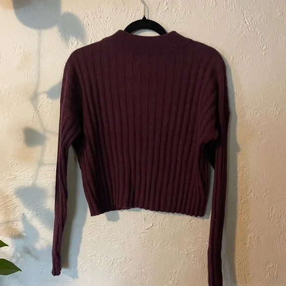Madewell Deep Purple Knit Ribbed Long Sweater - Picture 5 of 7